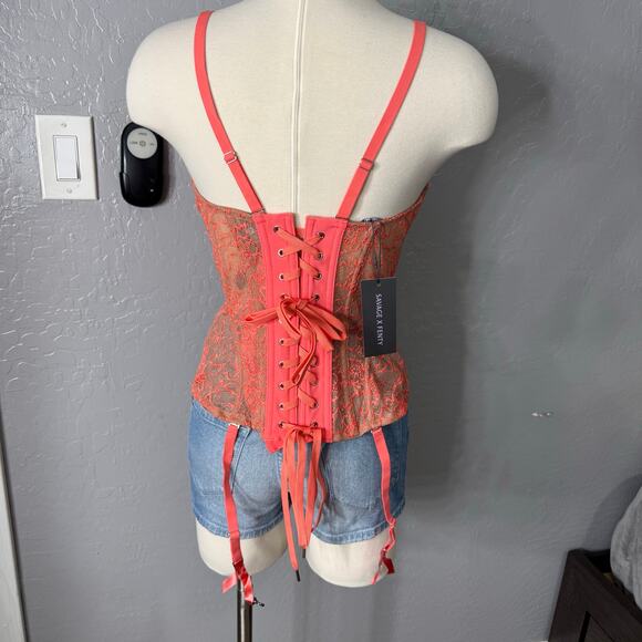 Savage X Fenty Keepsake Lace Corset, Posh Pink, XL - Picture 3 of 7